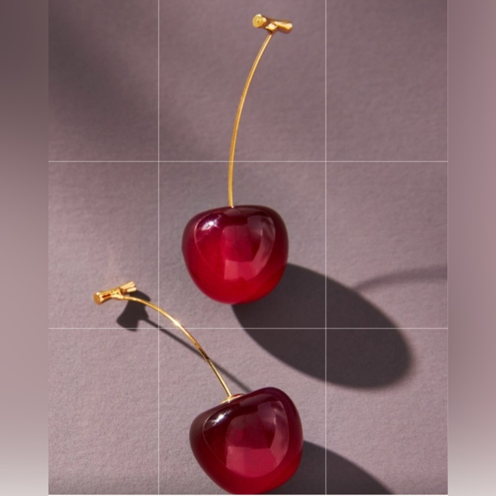 Anthropologie 🍒CHERRIES ‘Red and Gold Earrings’ (New In Package)
